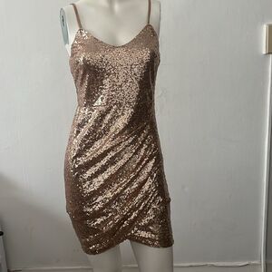 Lulus rose Gold mini dress XS sequin sleeveless cocktail party holiday festive